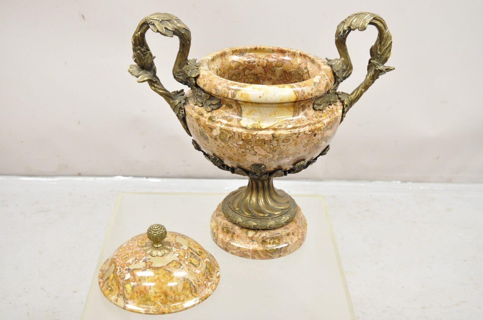 Vintage Bronze and Marble French Baroque Style Lidded Urn Centerpiece Cassolette For Sale 4