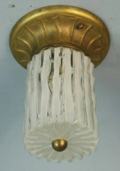 Vintage Bronze and Murano Glass Flush mount Circa 1940's (2 available)