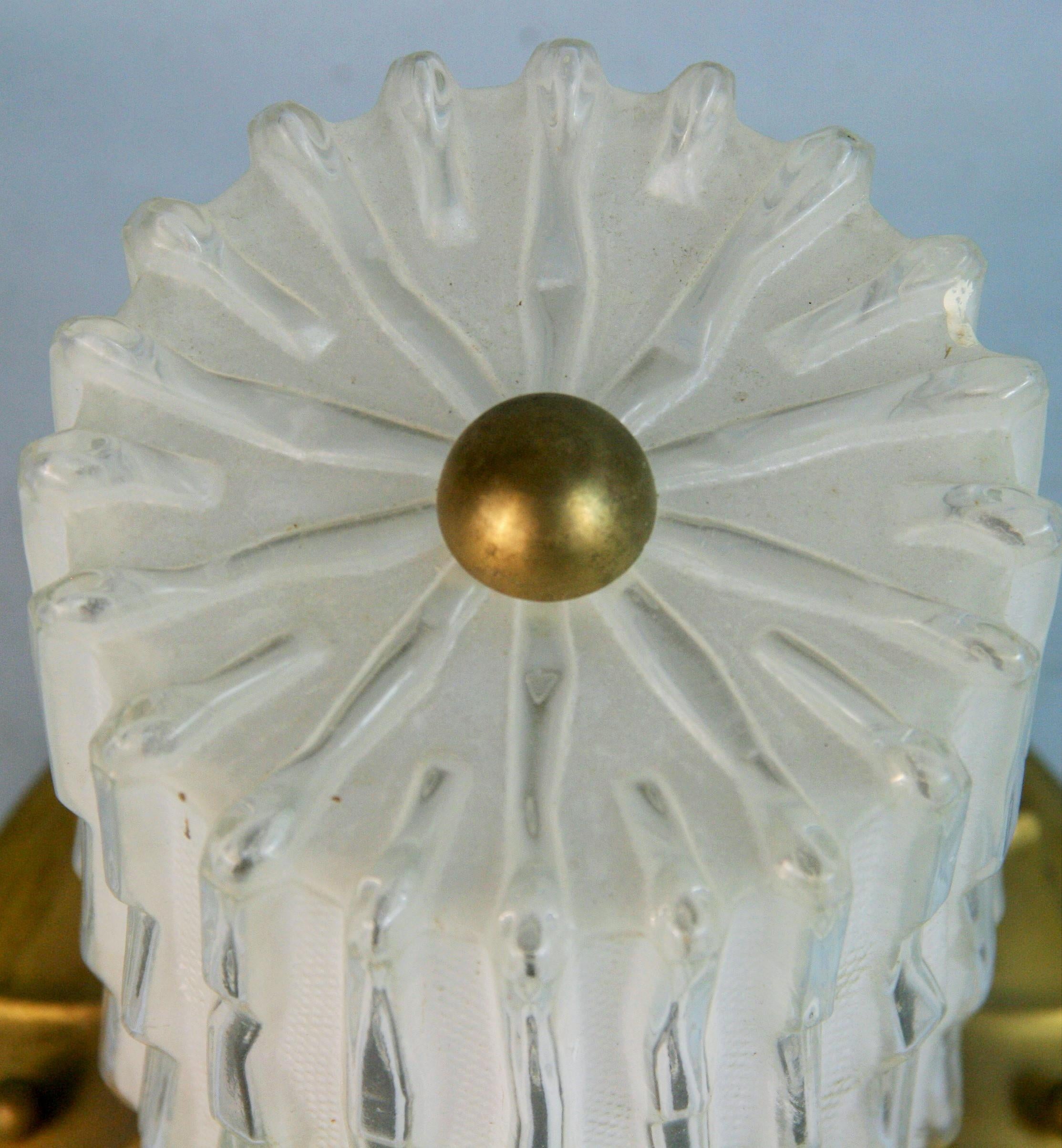Vintage Bronze and Murano Glass Flush mount Circa 1940's (2 available) For Sale 1