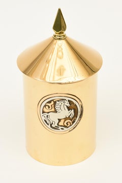 Vintage-Schatulle mit Pferdemotiv aus Bronze und Sterlingsilber von Silver Crest, 1950er Jahre