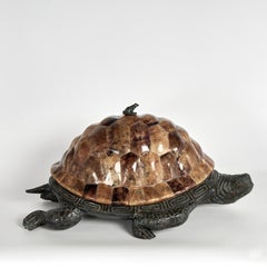 Caja tortuga vintage de bronce y caparazón de tortuga de Maitland Smith