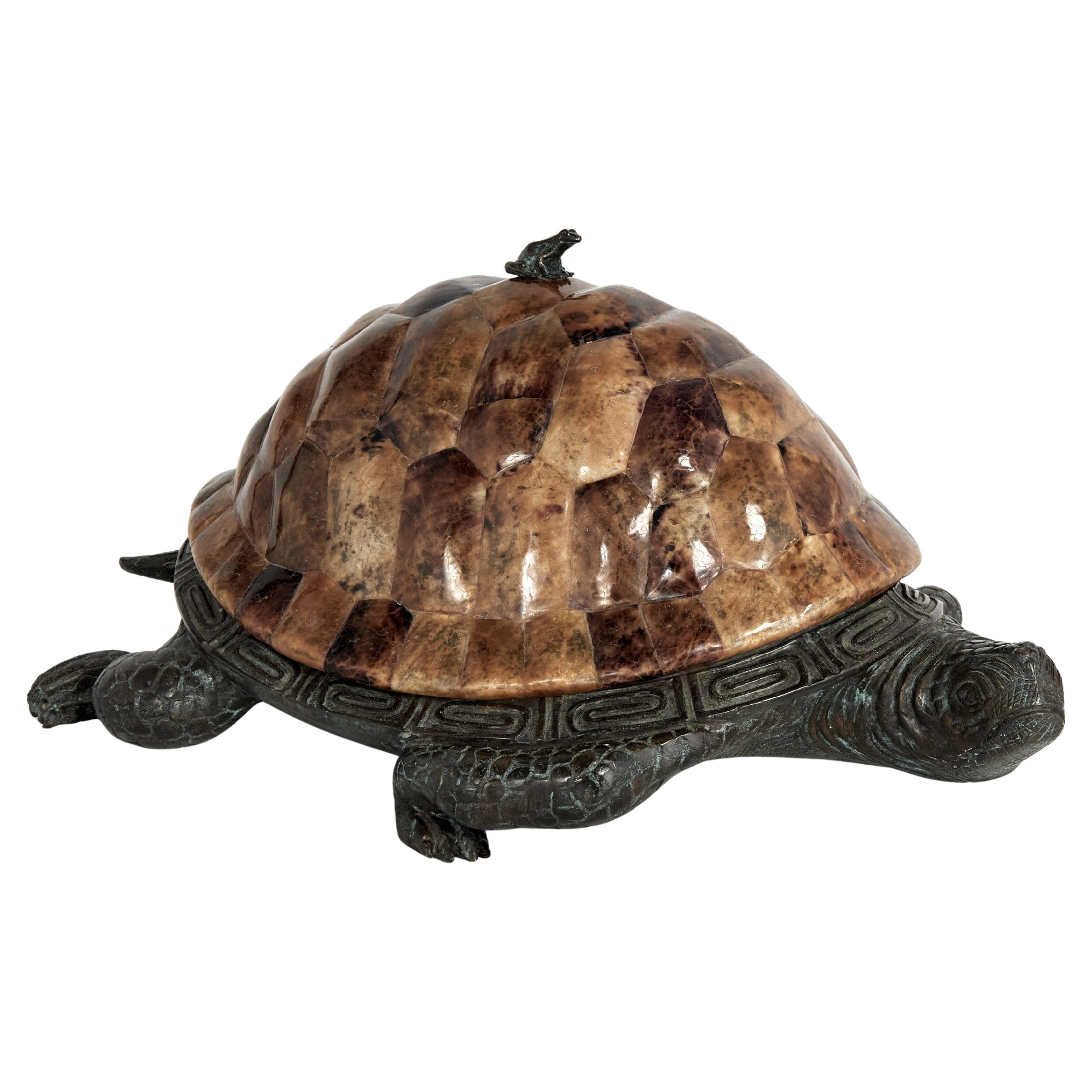 Vintage Bronze and Tortoise Shell Turtle Box by Maitland Smith