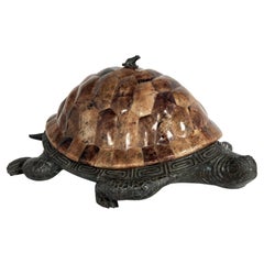 Boîte de tortue vintage en bronze et écailles de tortue de Maitland Smith