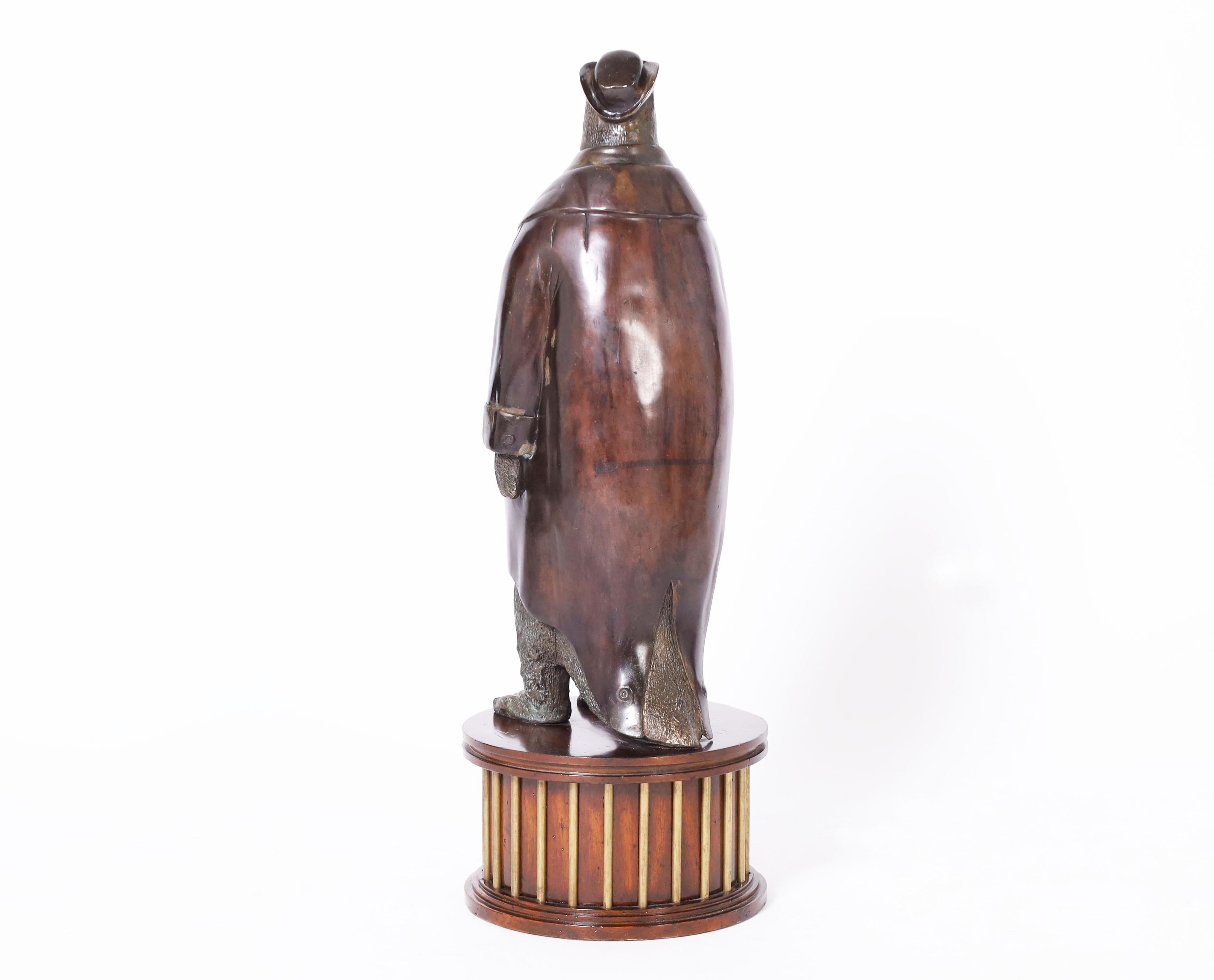 Mid-Century Modern Vintage Bronze Anthropomorphic Penguin Sculpture by Maitland-Smith