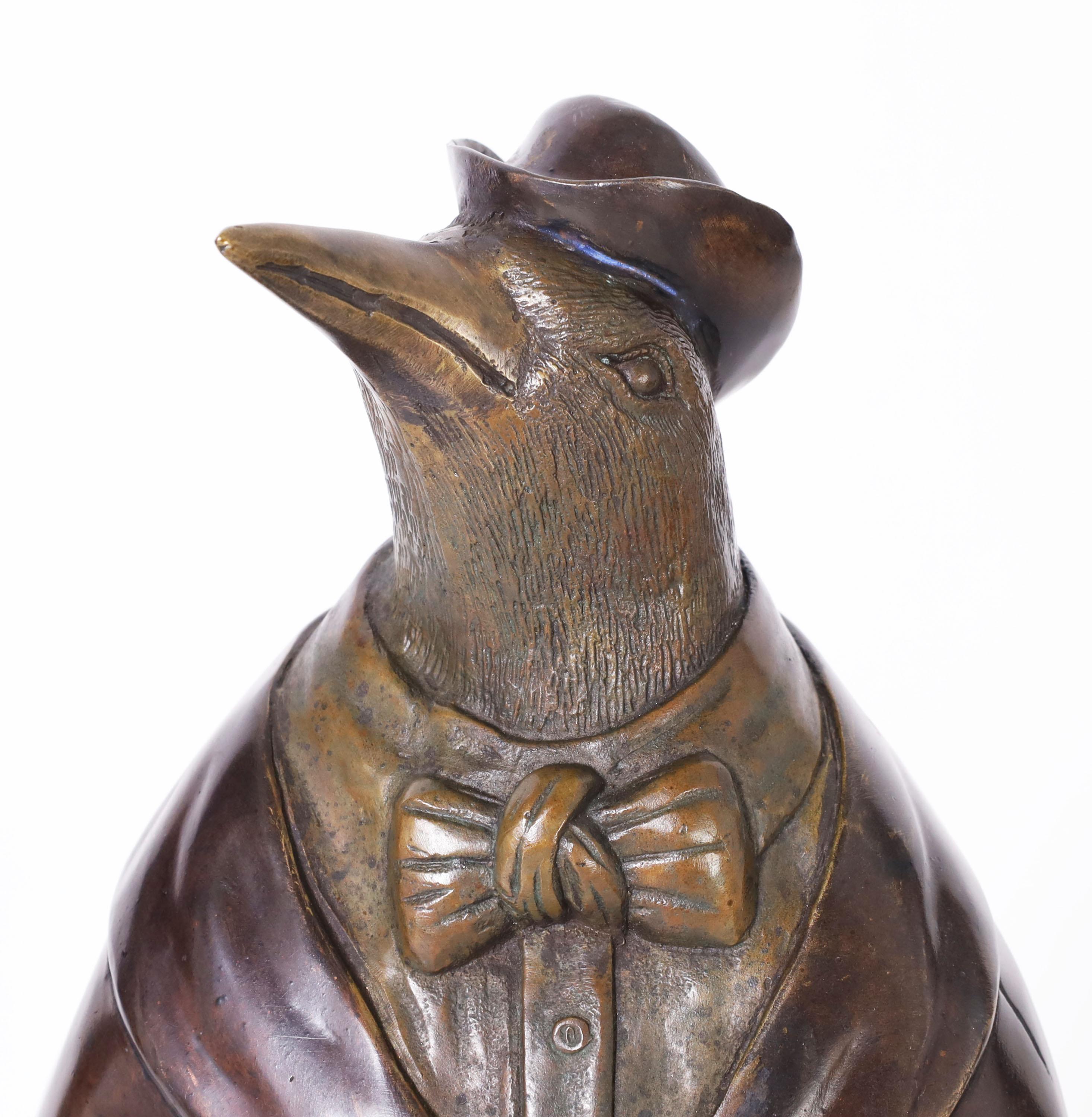 Patinated Vintage Bronze Anthropomorphic Penguin Sculpture by Maitland-Smith