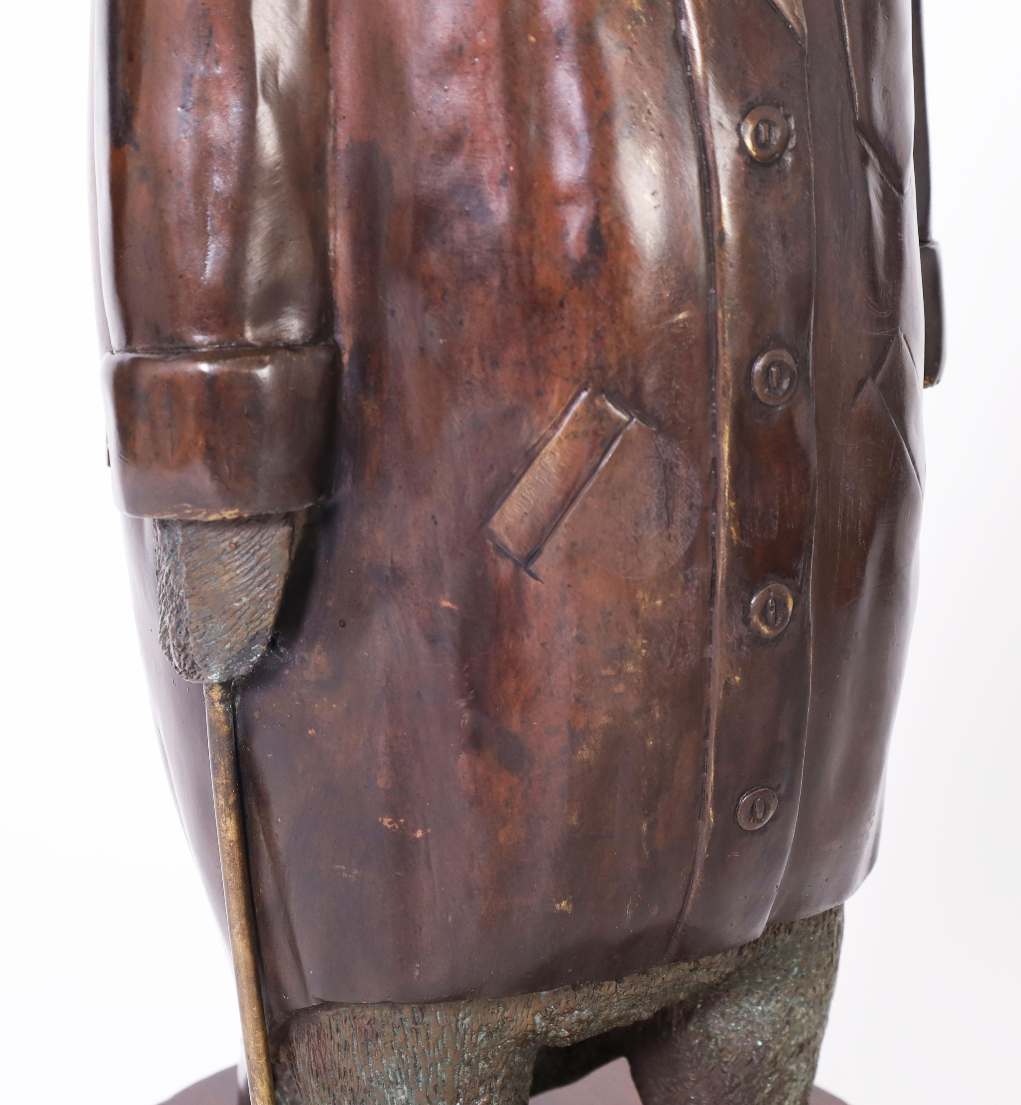Vintage Bronze Anthropomorphic Penguin Sculpture by Maitland-Smith In Good Condition In Palm Beach, FL