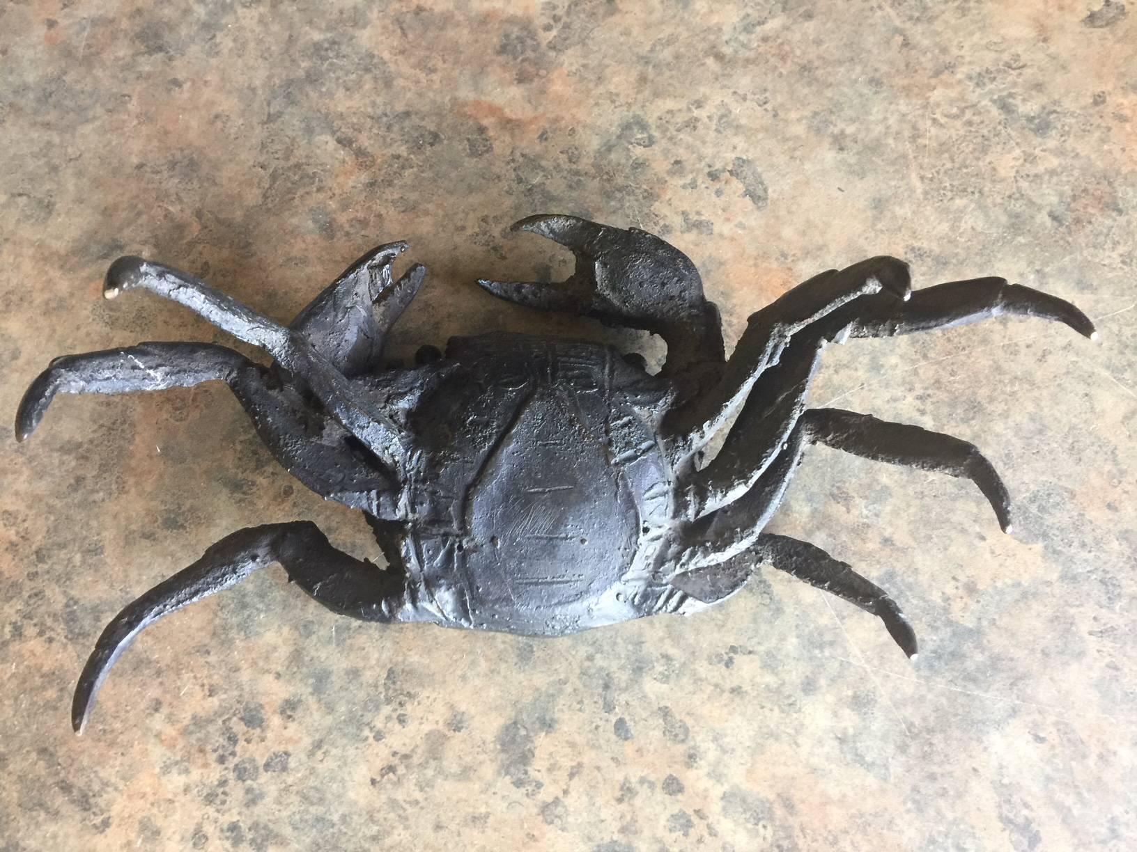 Vintage Bronze Articulated Crab Sculpture In Good Condition In San Diego, CA