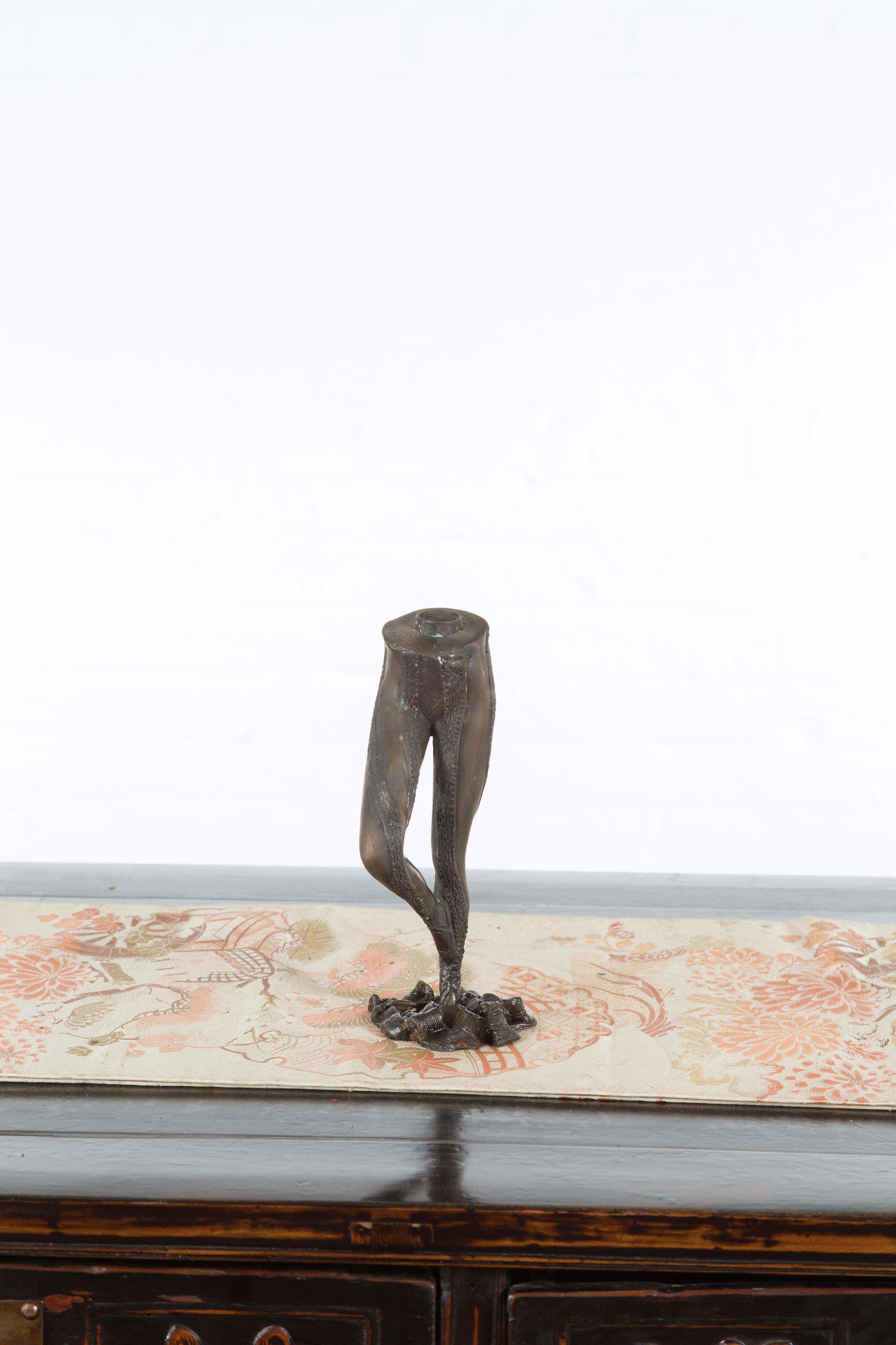 Vintage-Kerzenhalter mit Ballerina-Bein aus Bronze im Battement Frapp-Stil, Vintage-Vintage im Angebot 5
