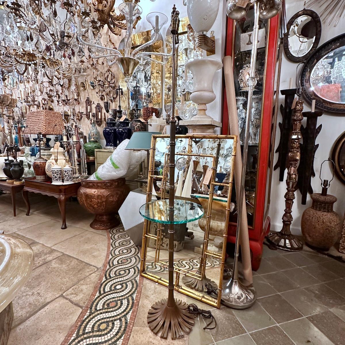 Vintage Bronze Bamboo Floor Lamp Bon état - En vente à New York, NY