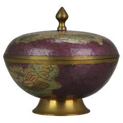 Vintage Bronze / Brass Cloisonné Jar Inscense Koro India, 20ème siècle