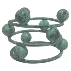 Used Bronze Cage + Ball Big Candlestick Holder