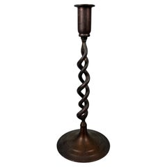 Vintage Bronze Candle Holder Barley Twist Spiral