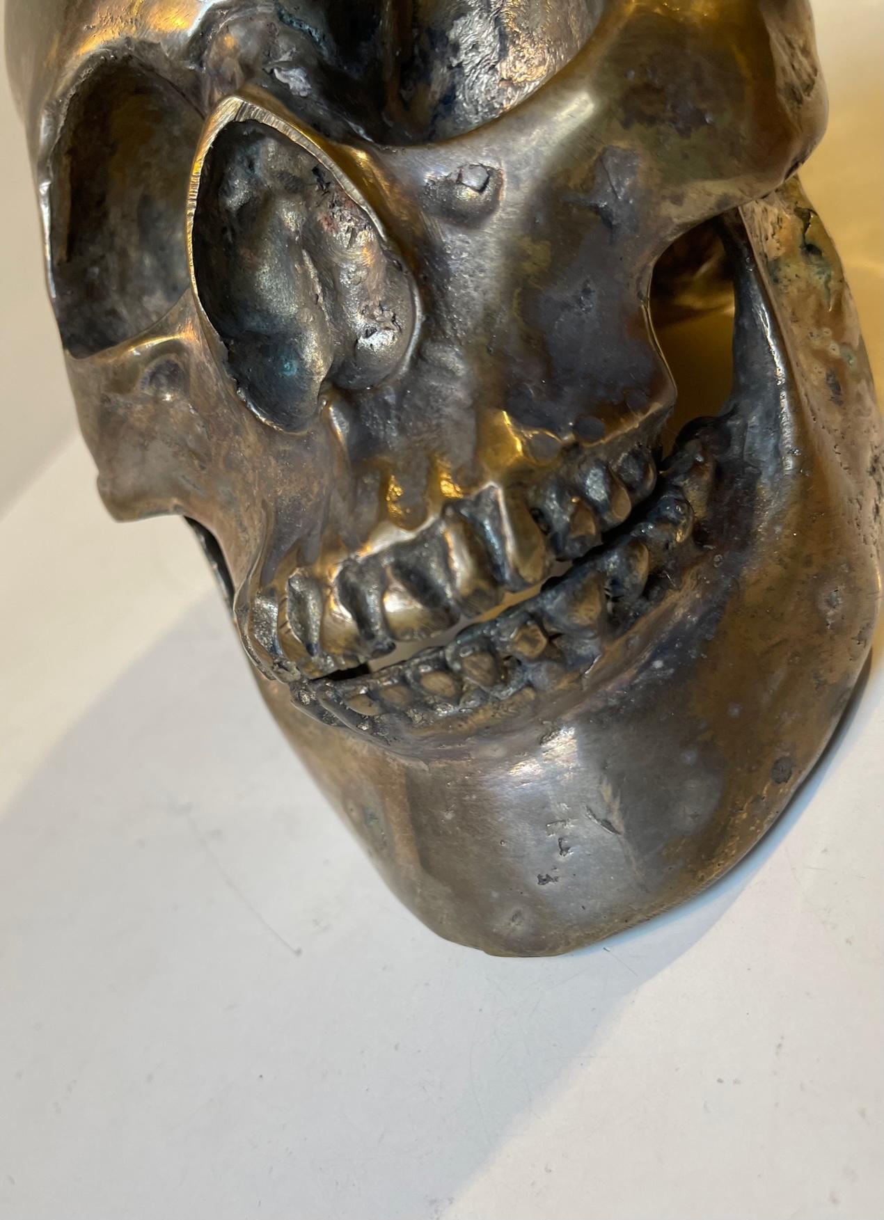 Vintage Bronze Cast of a Human Skull 1:1, 1950s For Sale 5