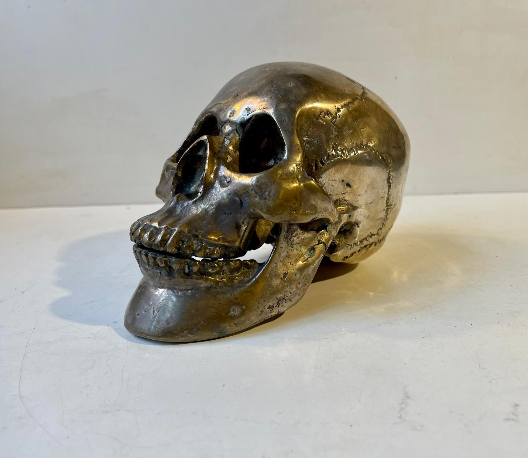 Vintage Bronze Cast of a Human Skull 1:1, 1950s For Sale 6