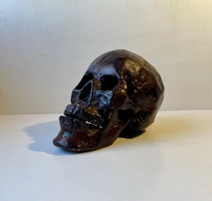 Moulage en bronze vintage d'un crâne humain 1:1, années 1950