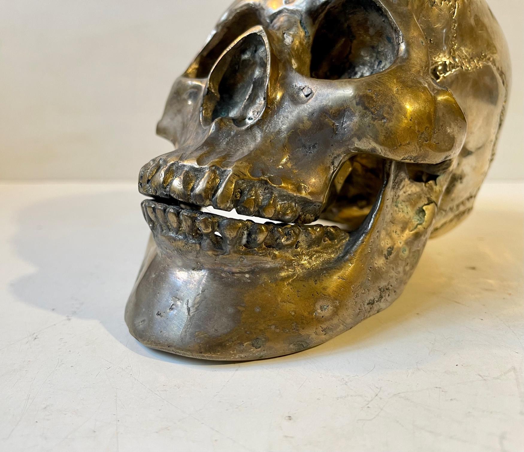 Vintage Bronze Cast of a Human Skull 1:1, 1950s For Sale 1
