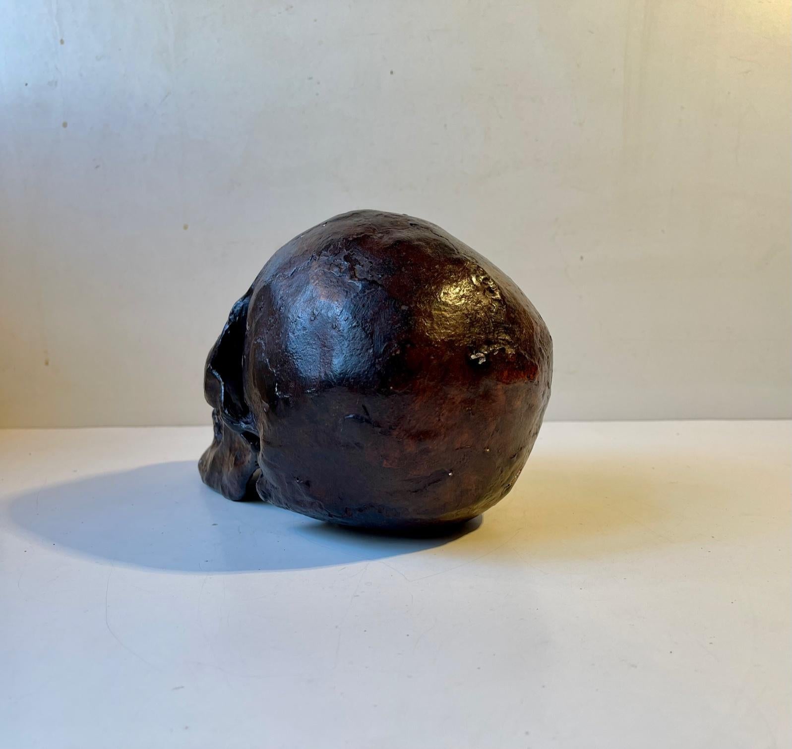 Vintage Bronze Cast of a Human Skull 1:1, 1950s 4