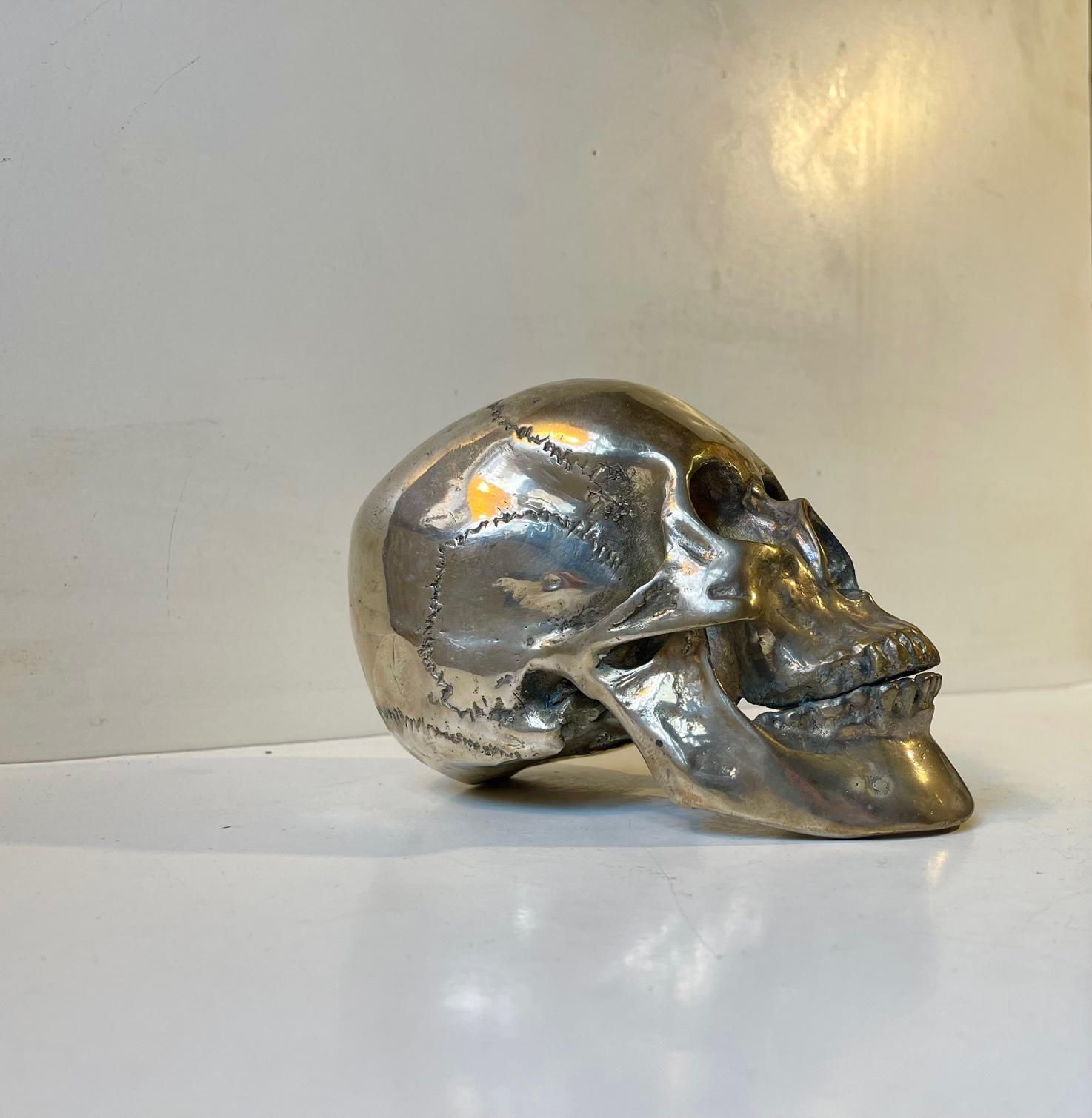 Vintage Bronze Cast of a Human Skull 1:1, 1950s For Sale 3