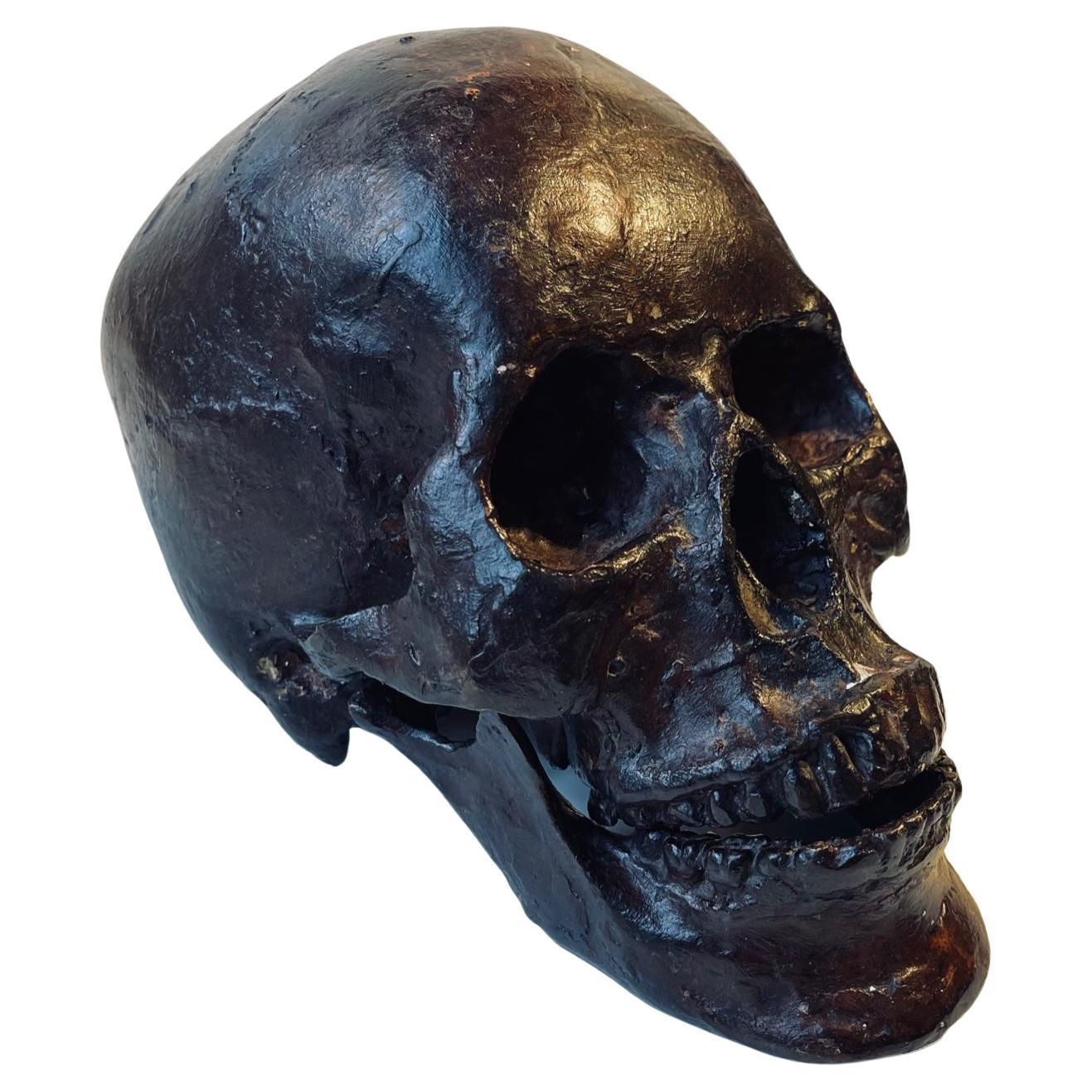 Handmade Vintage Copper Brass Cast Skull Mini Human Skull Gothic Table Display 