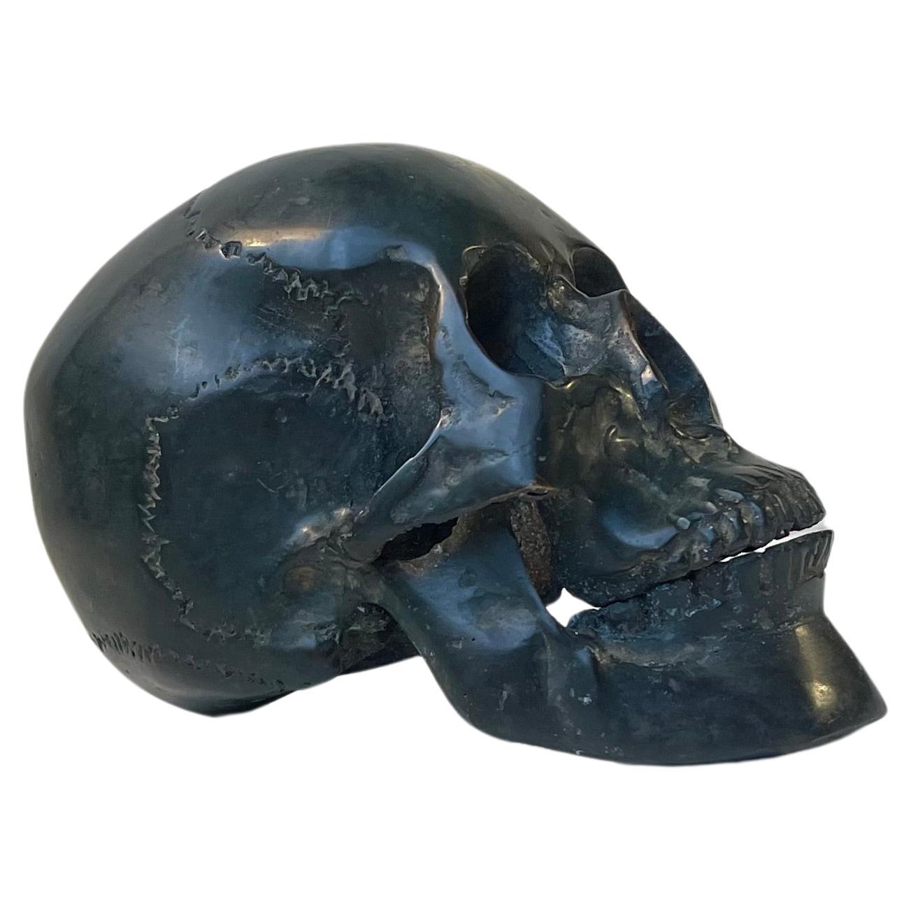 Moulage en bronze vintage d'un crâne humain 1:1, années 1950 en vente