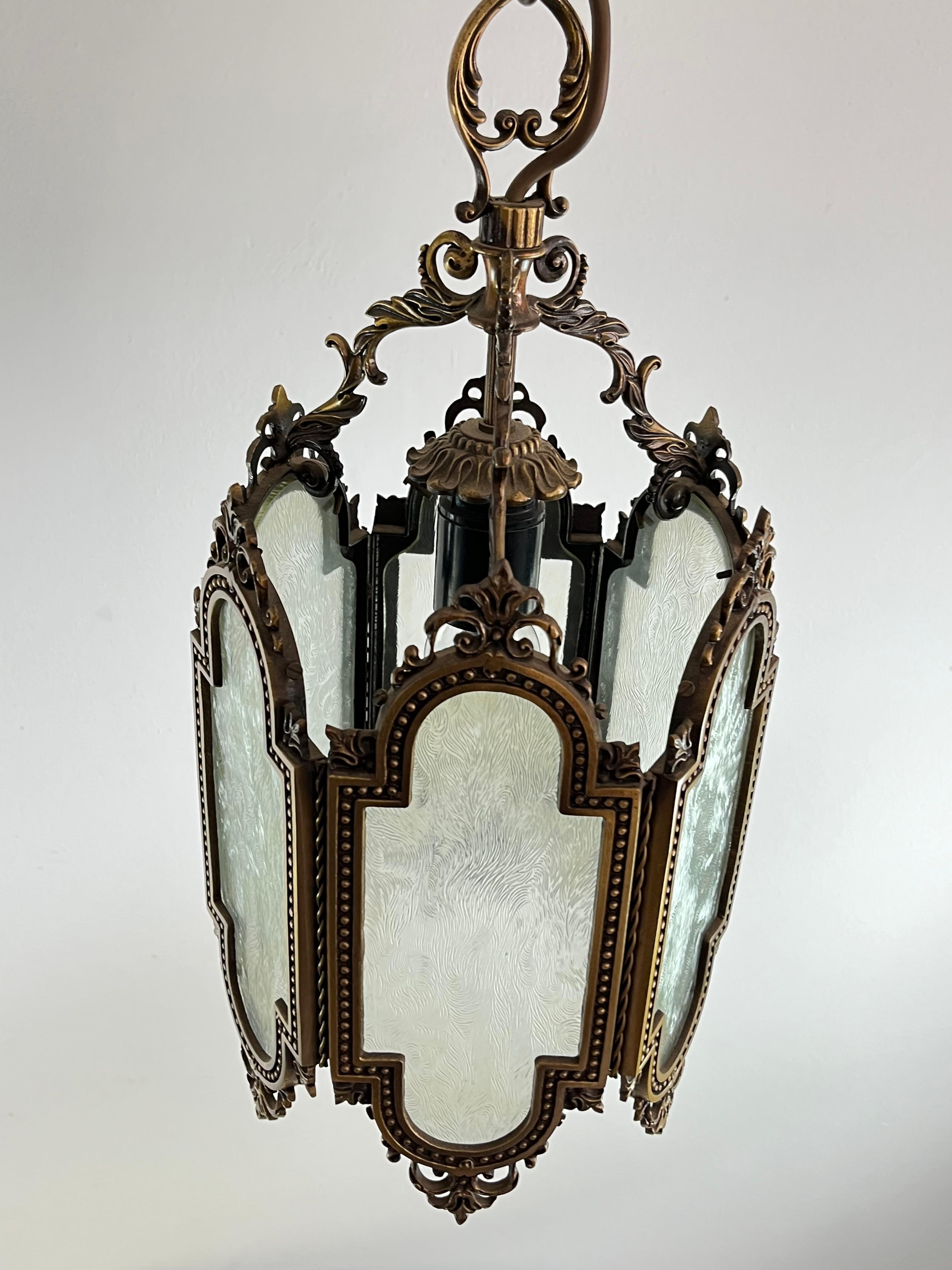 Late 20th Century Vintage Bronze Chandelier, Italy, 70s For Sale