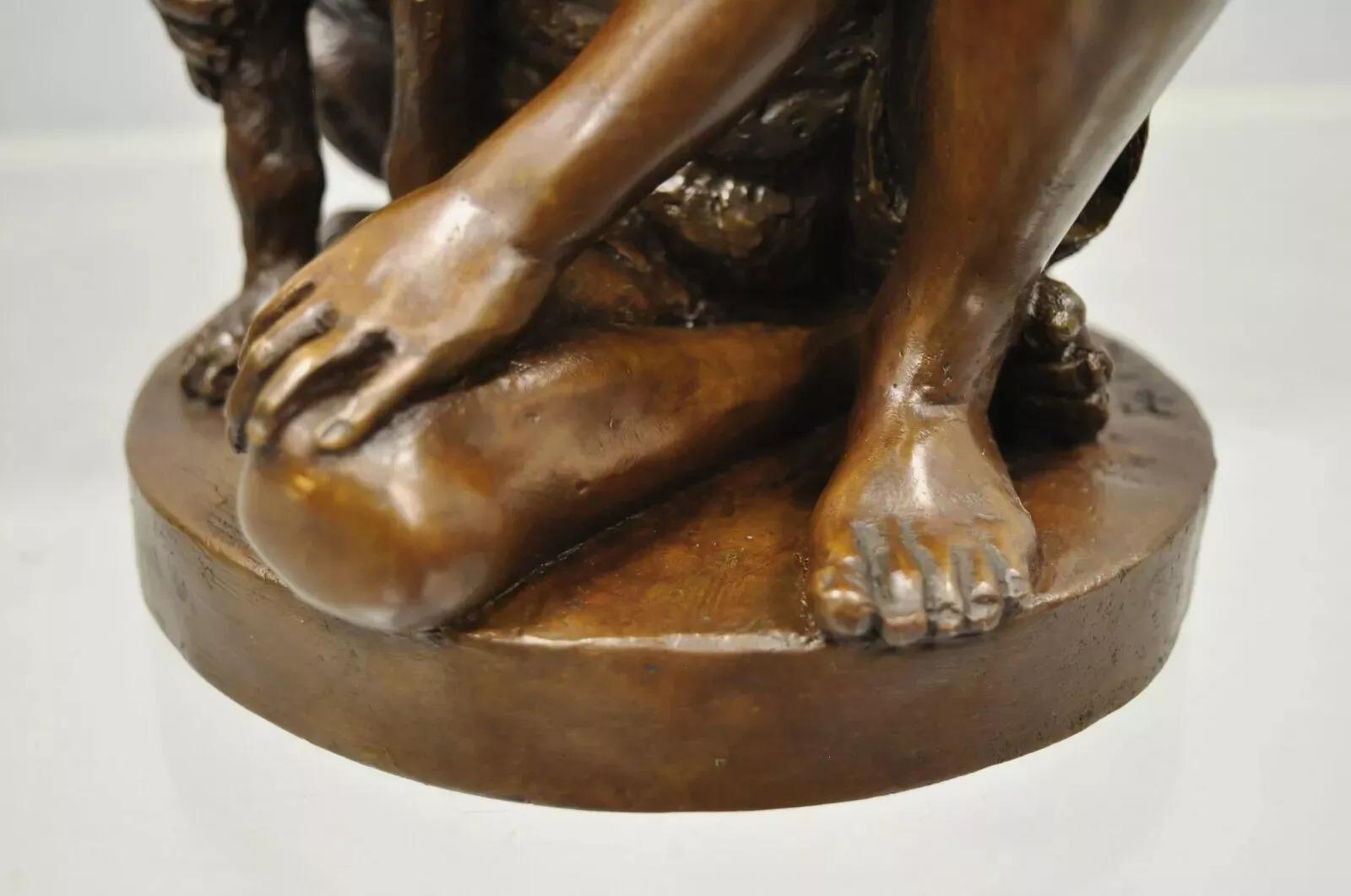 Escultura estatua de bronce vintage Charles Parks The Franklin Mint Niño con perro Desconocido en venta