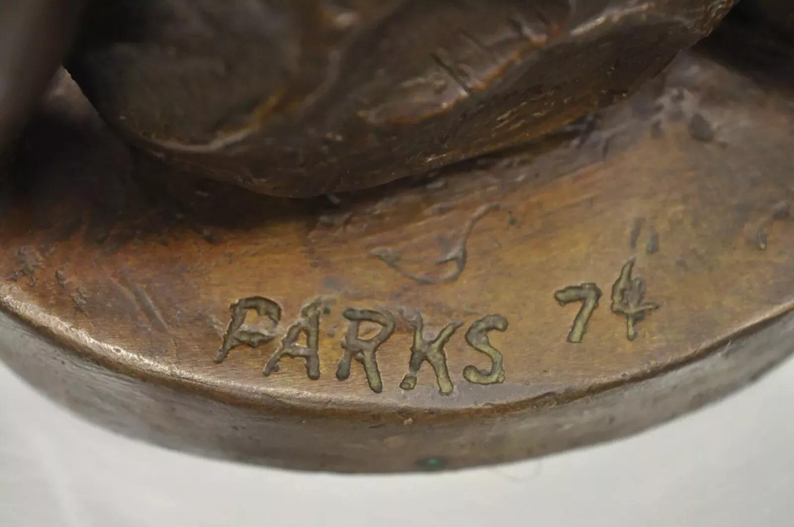 Bronzo Scultura in bronzo vintage di Charles Parks The Franklin MInt Ragazza con gattino in vendita