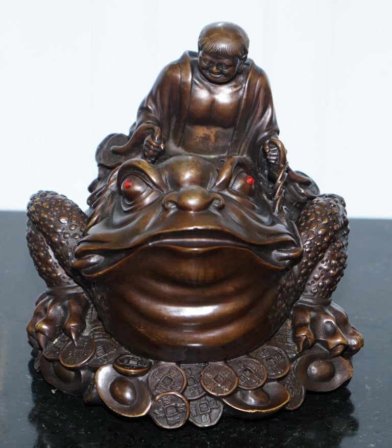 Vintage Bronze Chinese Jin Chan / Chan Chu Wealth Calling Toad Frog Good Luck at 1stDibs