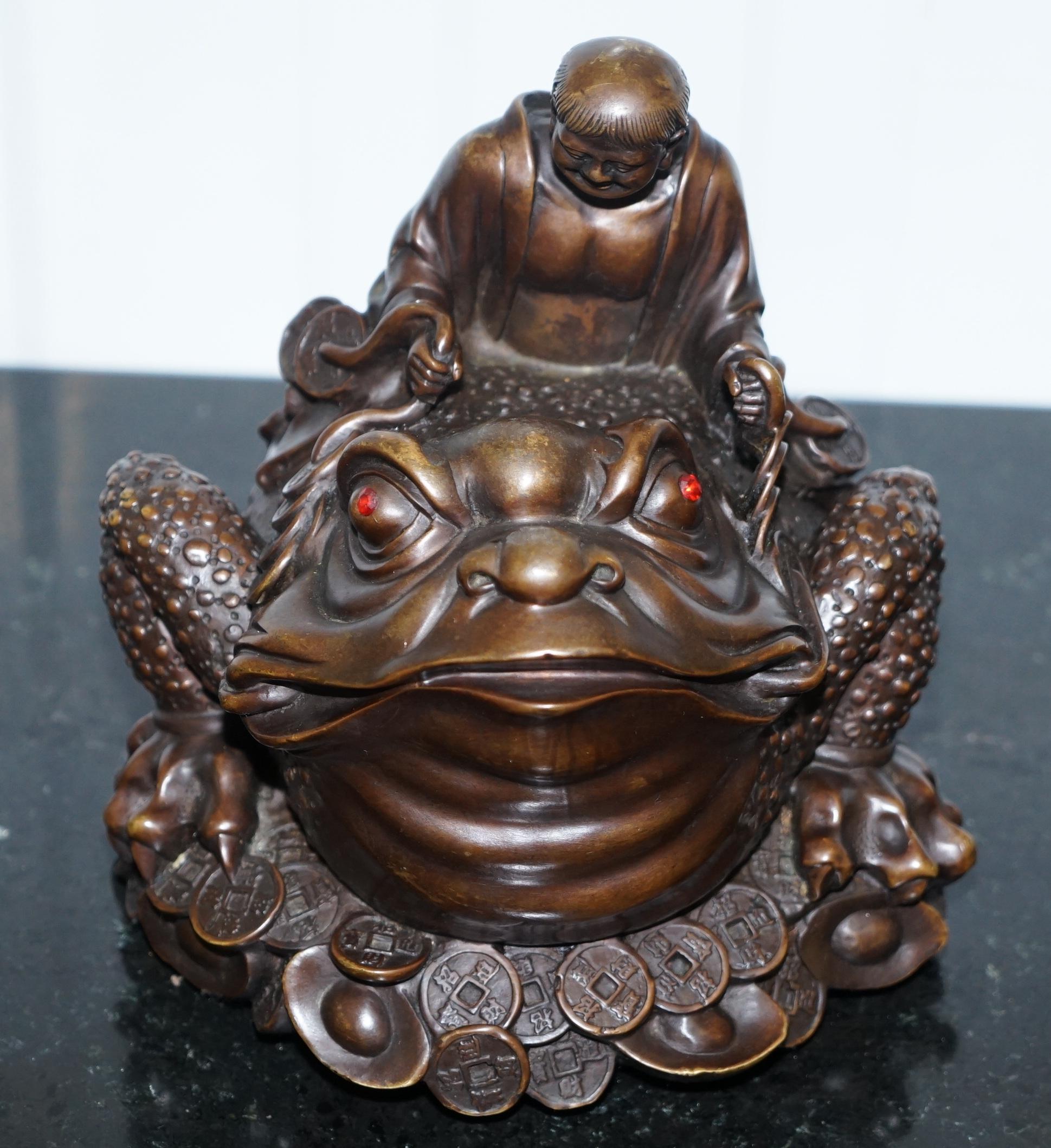 Hand-Crafted Vintage Bronze Chinese Jin Chan / Chan Chu Wealth Calling Toad Frog Good Luck