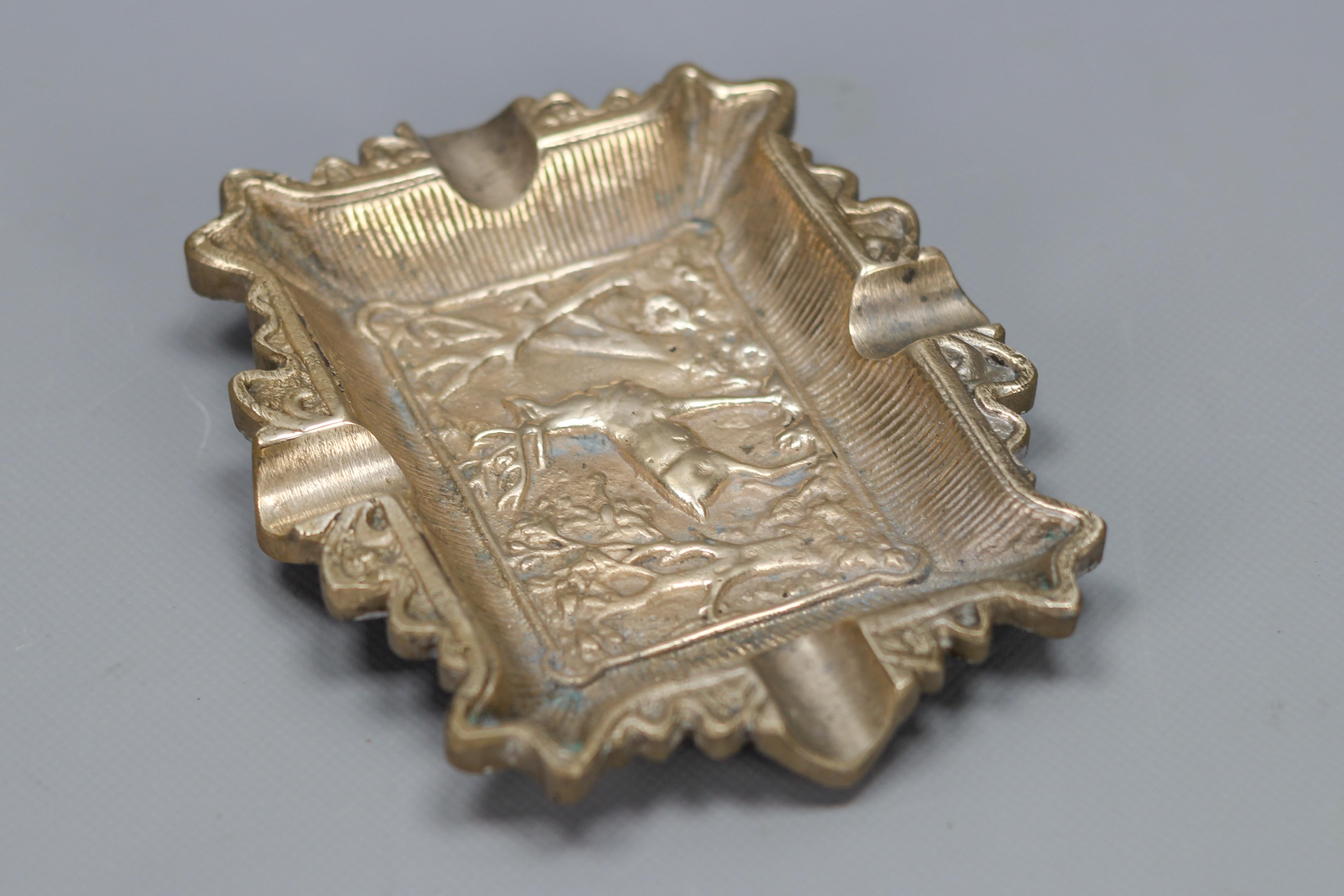 Vintage Bronze Cigar Ashtray with Stag Deer Relief, 1950s 3