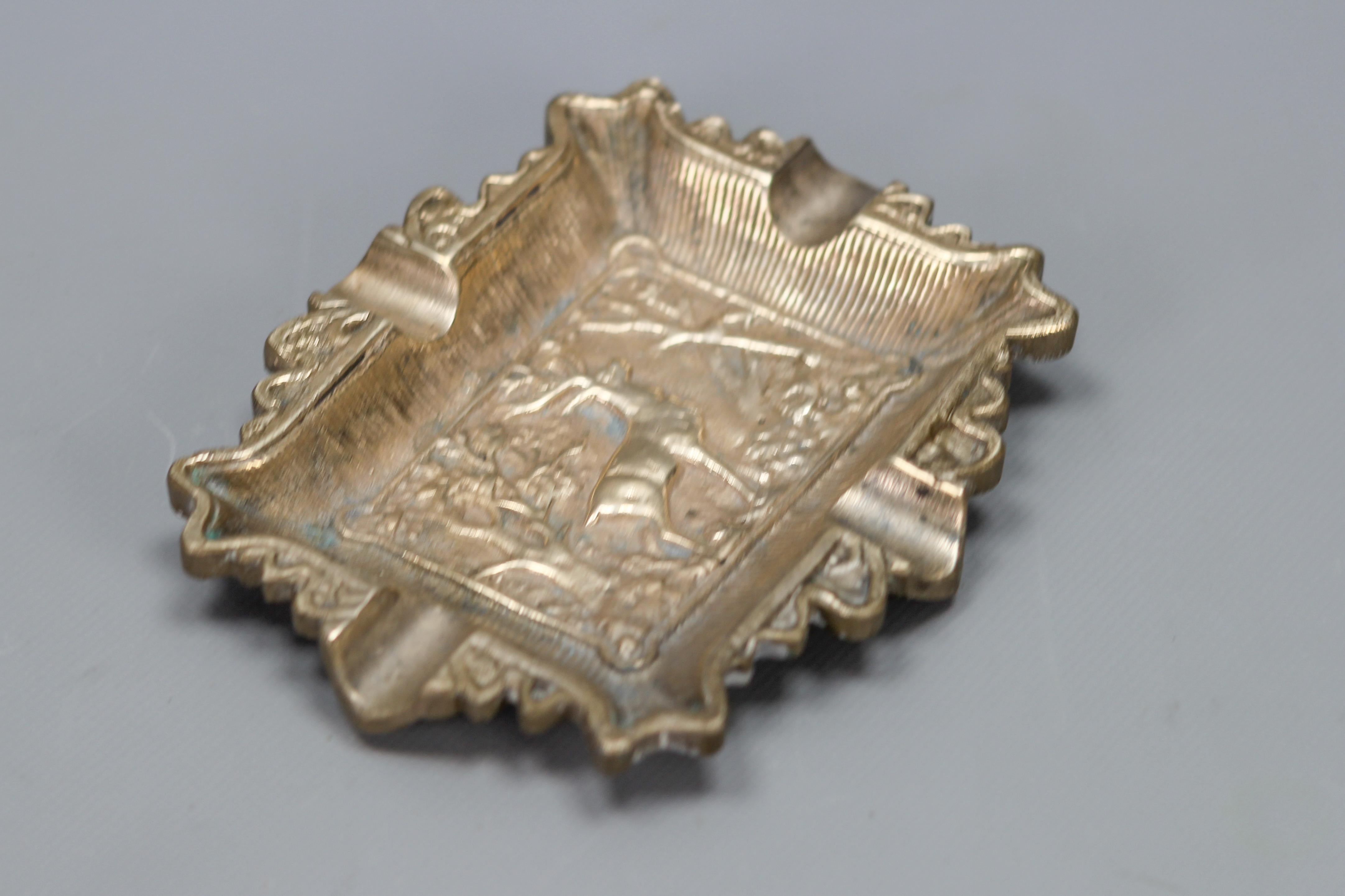 Vintage Bronze Cigar Ashtray with Stag Deer Relief, 1950s 4