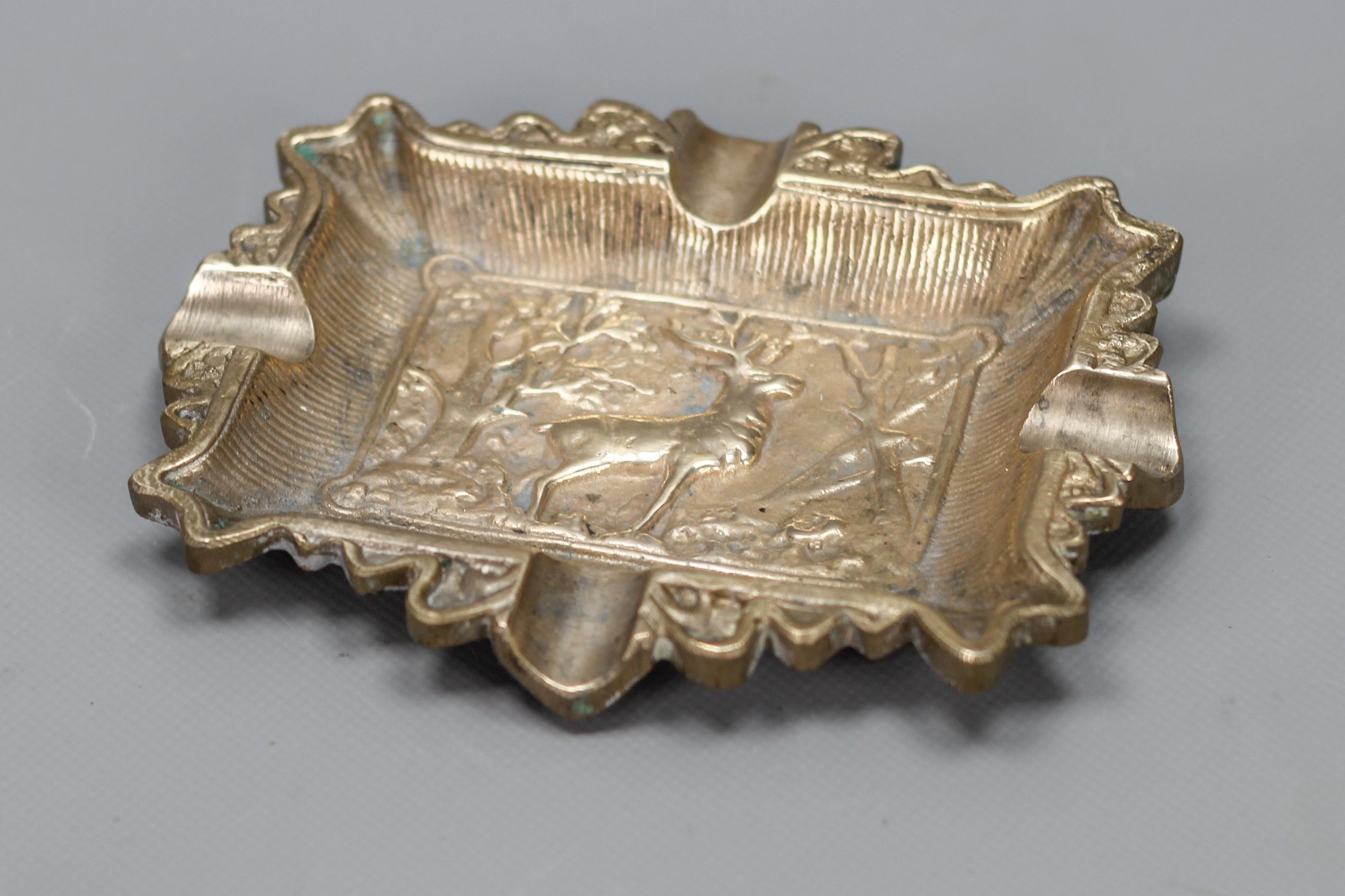 Vintage Bronze Cigar Ashtray with Stag Deer Relief, 1950s 5