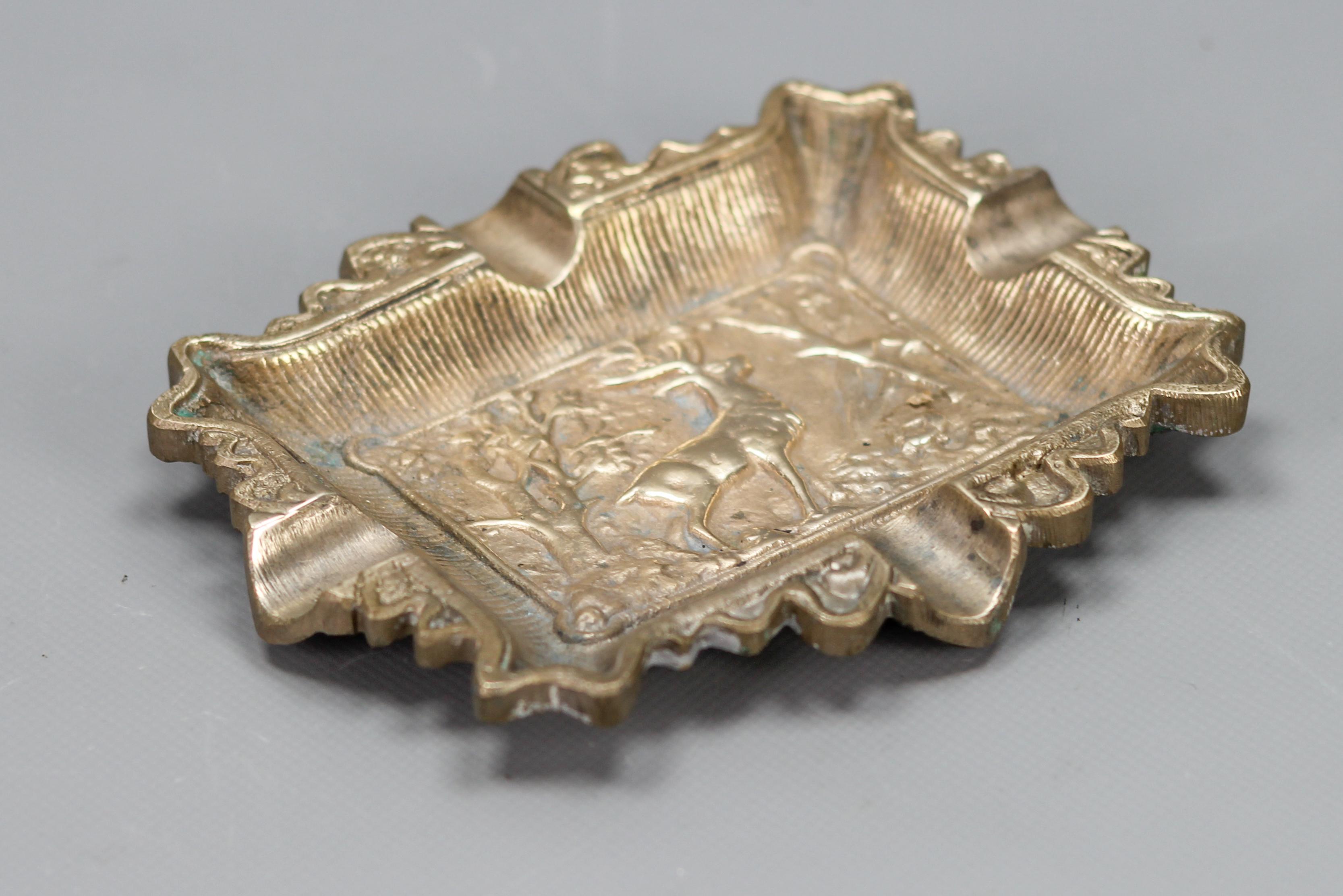 Vintage Bronze Cigar Ashtray with Stag Deer Relief, 1950s 7