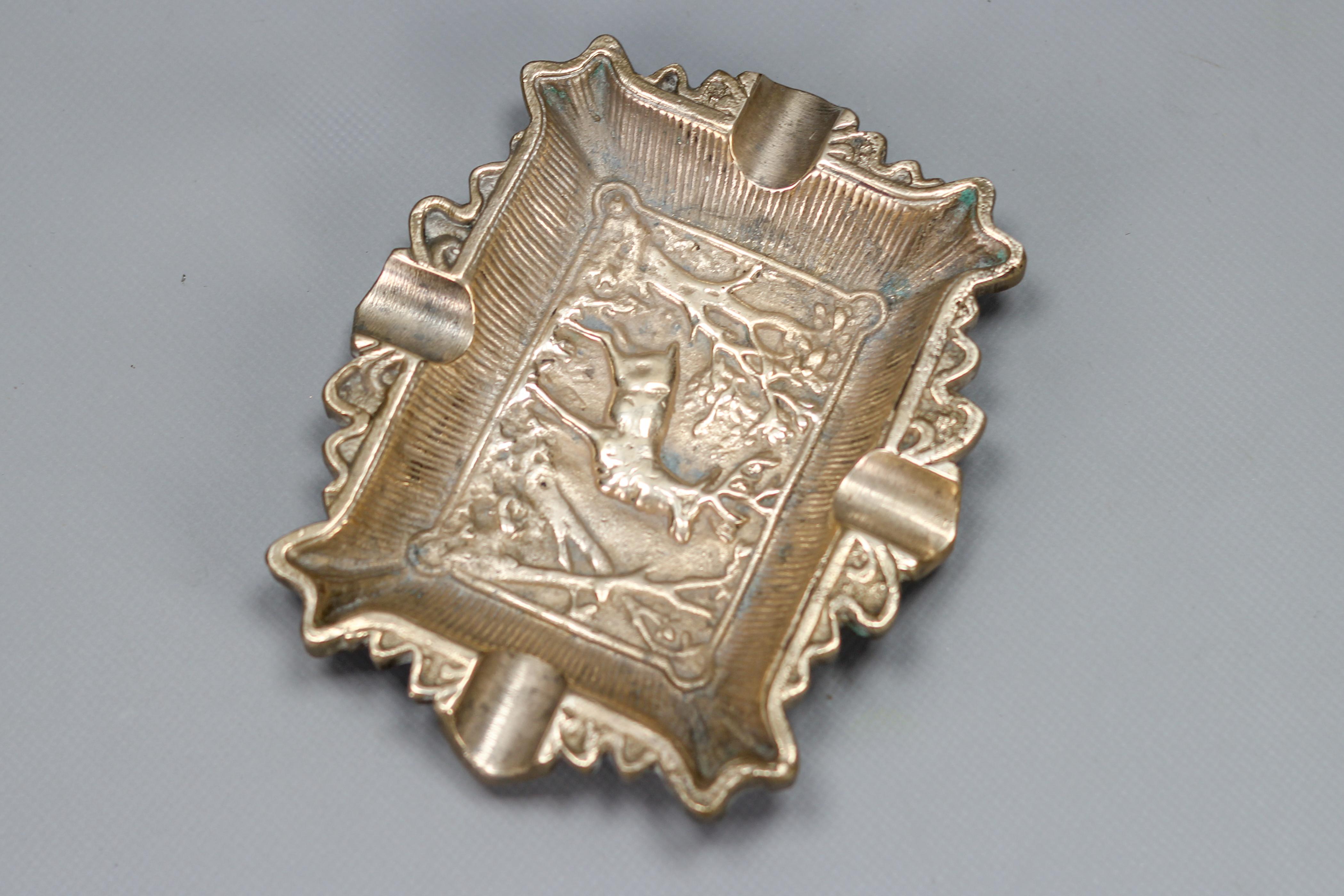 Vintage Bronze Cigar Ashtray with Stag Deer Relief, 1950s 1