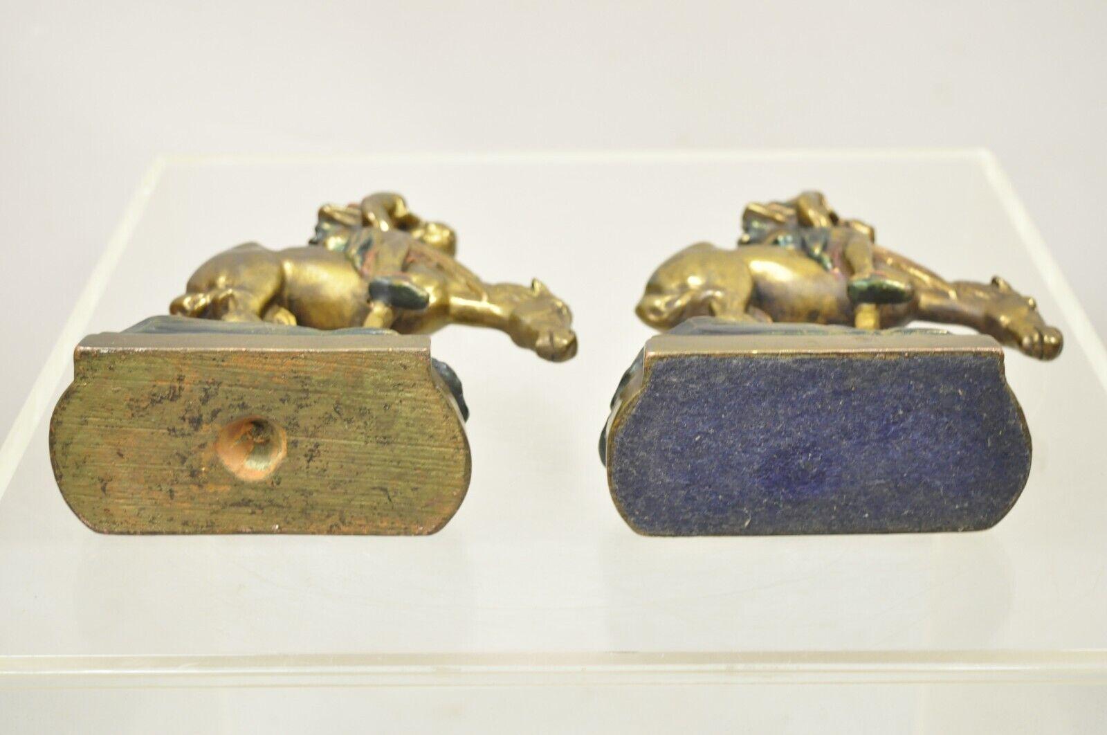 Vintage Bronze Clad End of Trail Indian on Horse Figure Bookends, a Pair For Sale 2