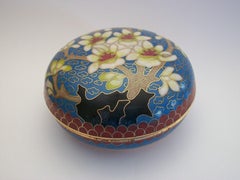 Vintage Bronze Cloisonne Powder Box with Prunus - Unsigned - China - Mid-20th C