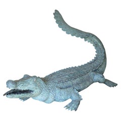 Vintage Bronze Crocodile Garden Fountain Sculpture, Circa 1970s