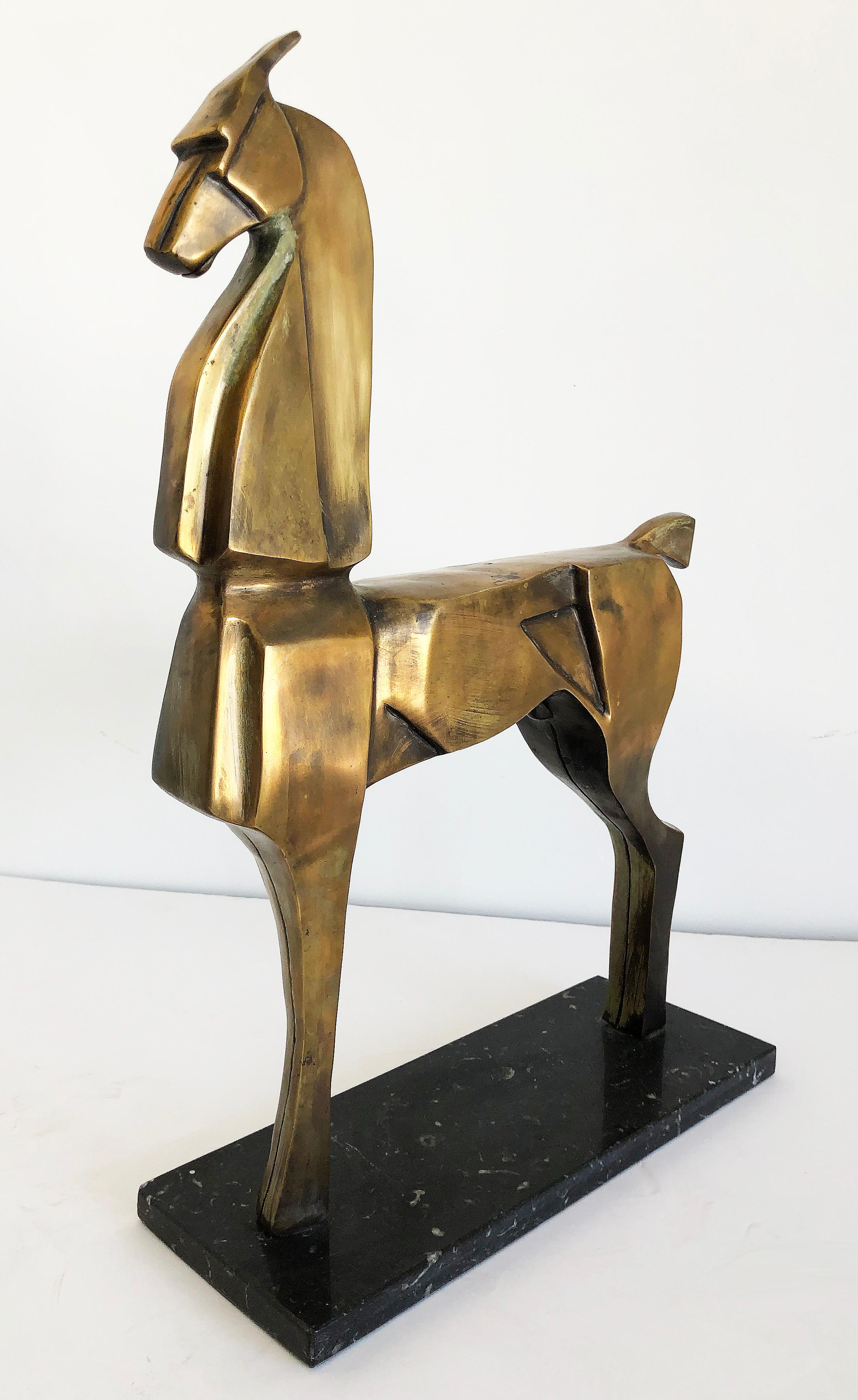Vintage Bronze Cubist Abstract Horse Sculpture, Art Deco Style In Good Condition In Miami, FL