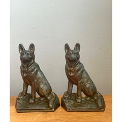 Vintage Bronze Dog Bookends - A Pair