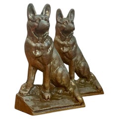 Vintage Bronze Dog Bookends - A Pair