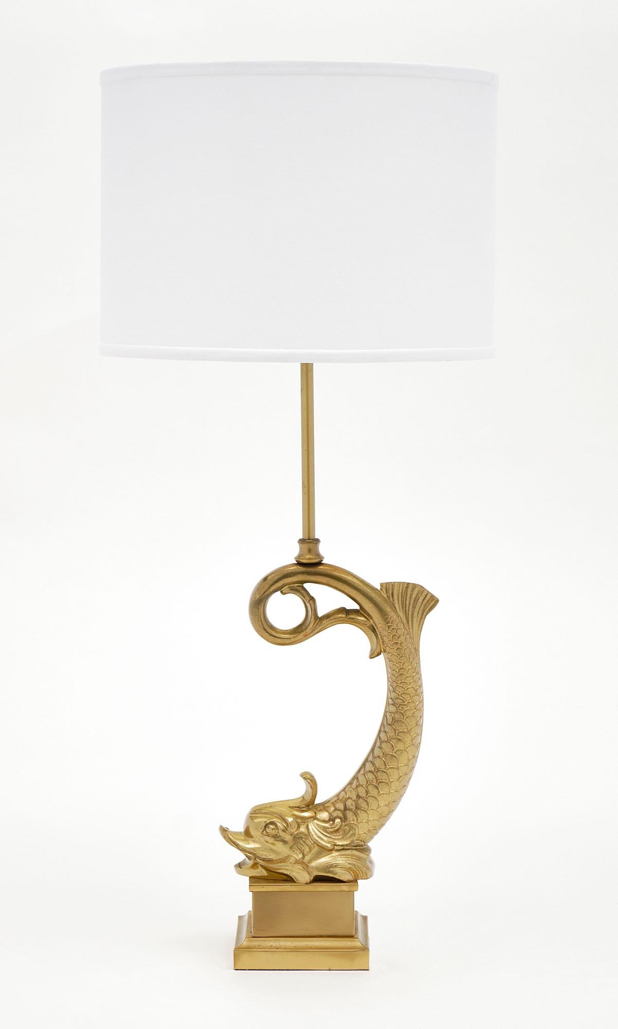 Vintage Bronze Dolphin Lamp by Maison Charles In Good Condition In Austin, TX