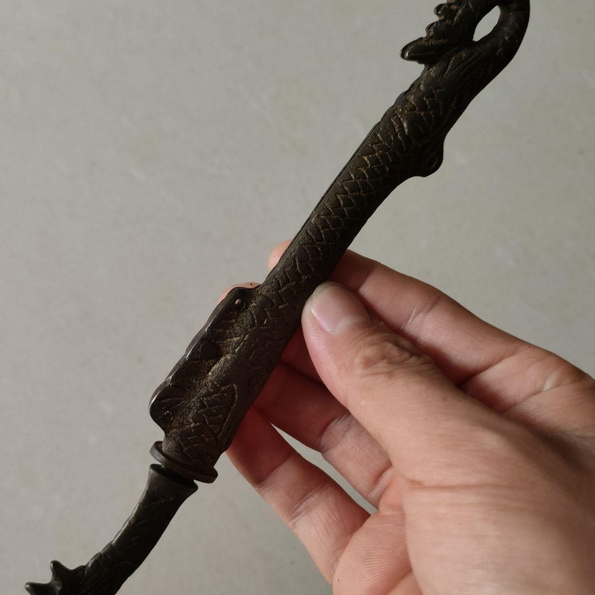 19th Century Vintage Bronze Dragon Sword with Cover For Sale