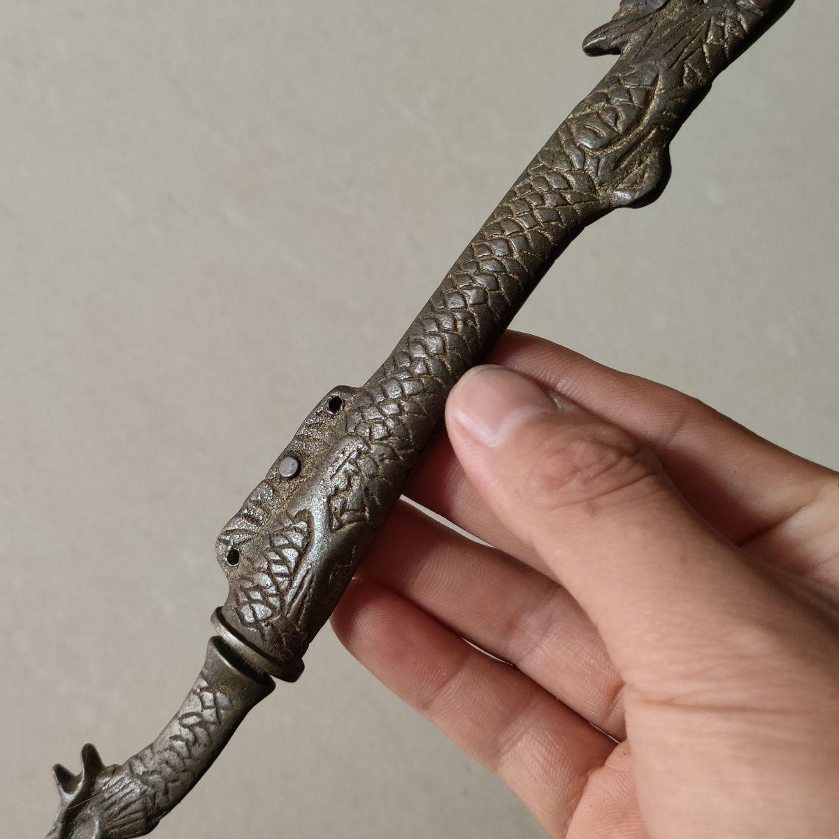 Vintage Bronze Dragon Sword with Cover For Sale 1