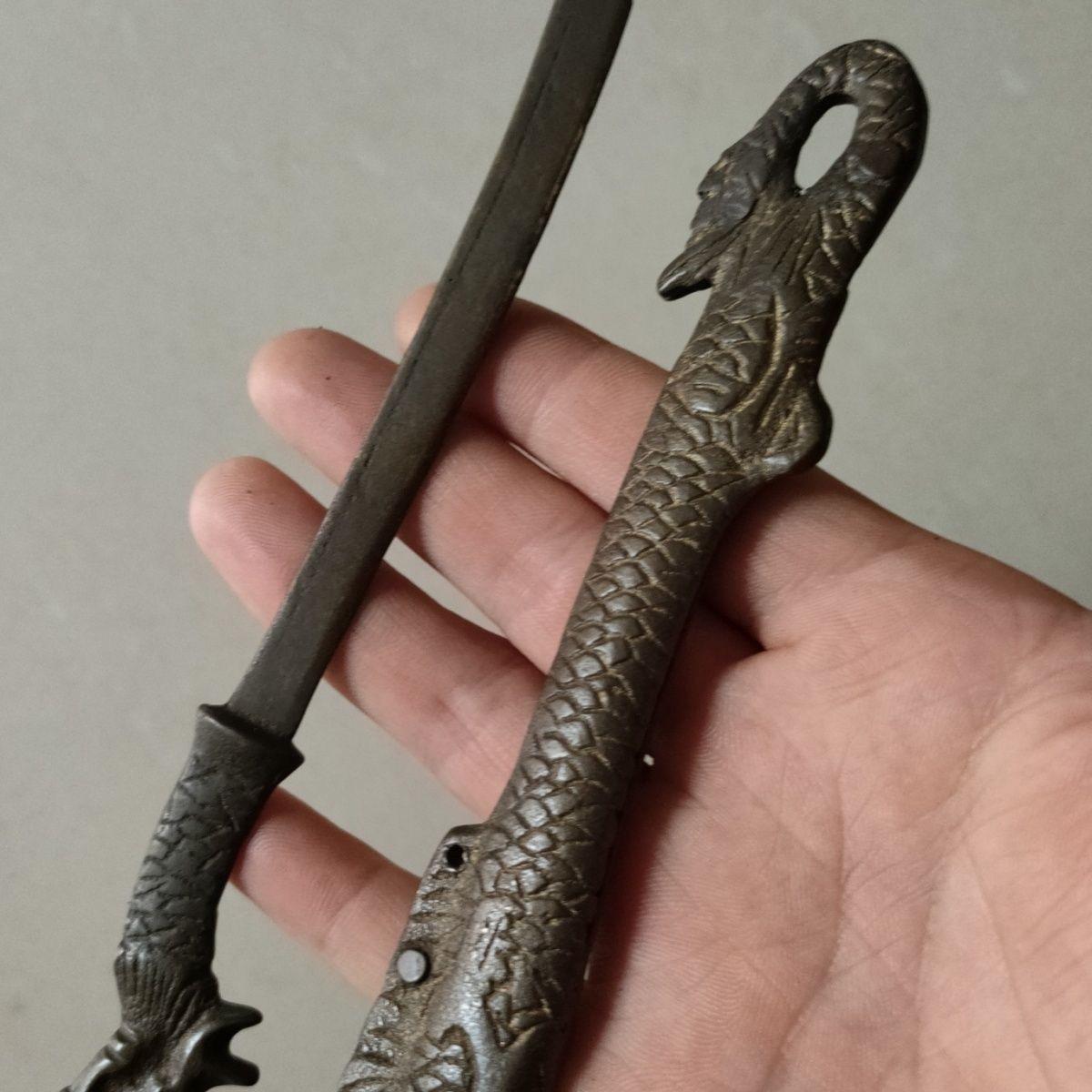 Vintage Bronze Dragon Sword with Cover For Sale 2