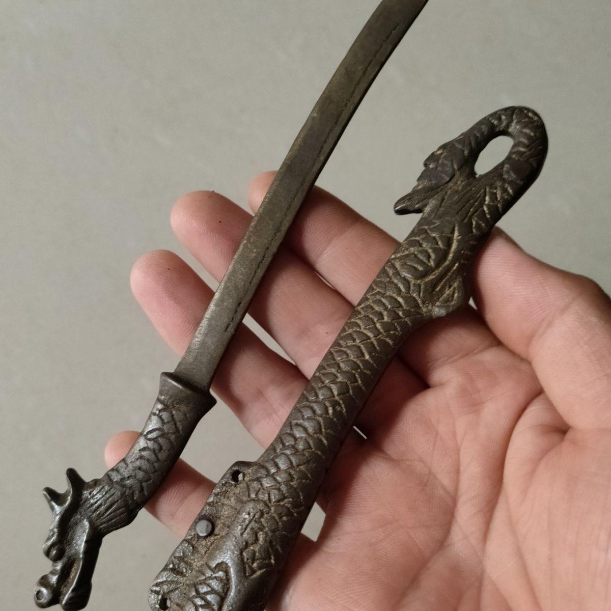 Vintage Bronze Dragon Sword with Cover For Sale 3
