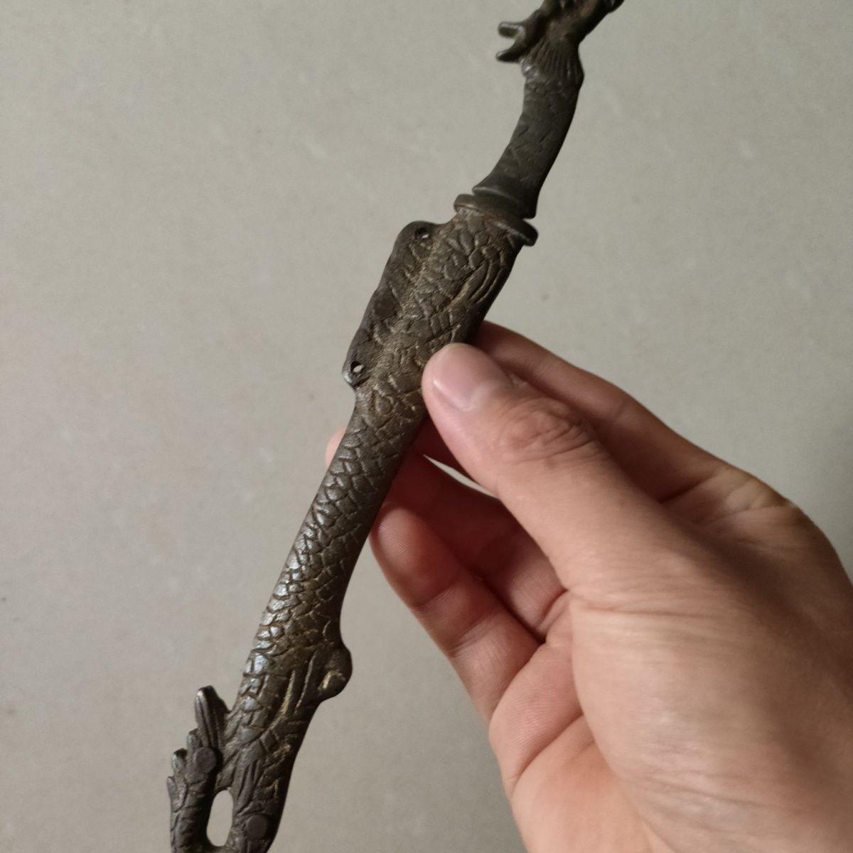 Vintage Bronze Dragon Sword with Cover For Sale 4