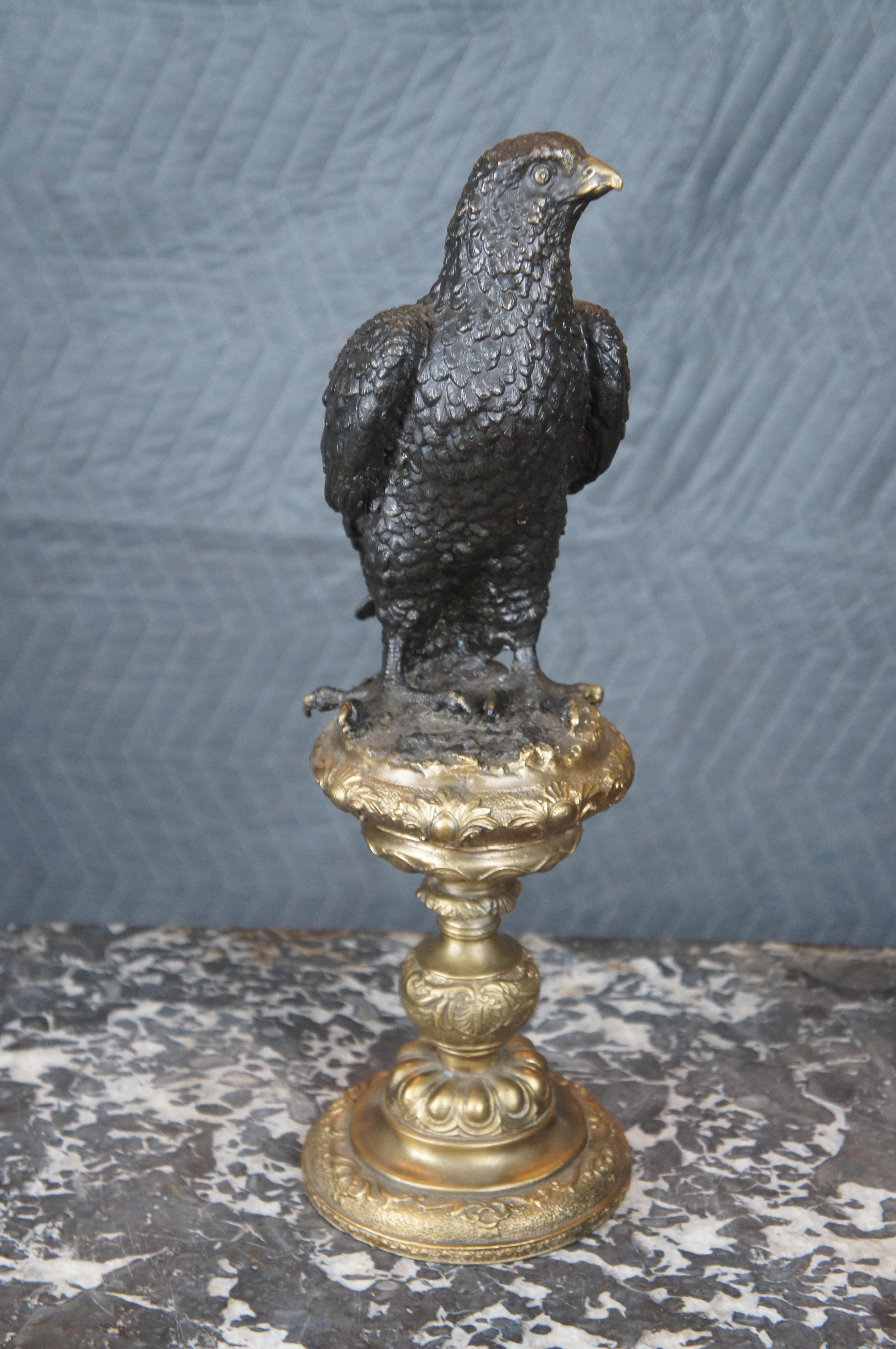 Vintage Bronze Eagle on Altar Stick Sculpture Statue After Archibald Thorburn 17 For Sale 4