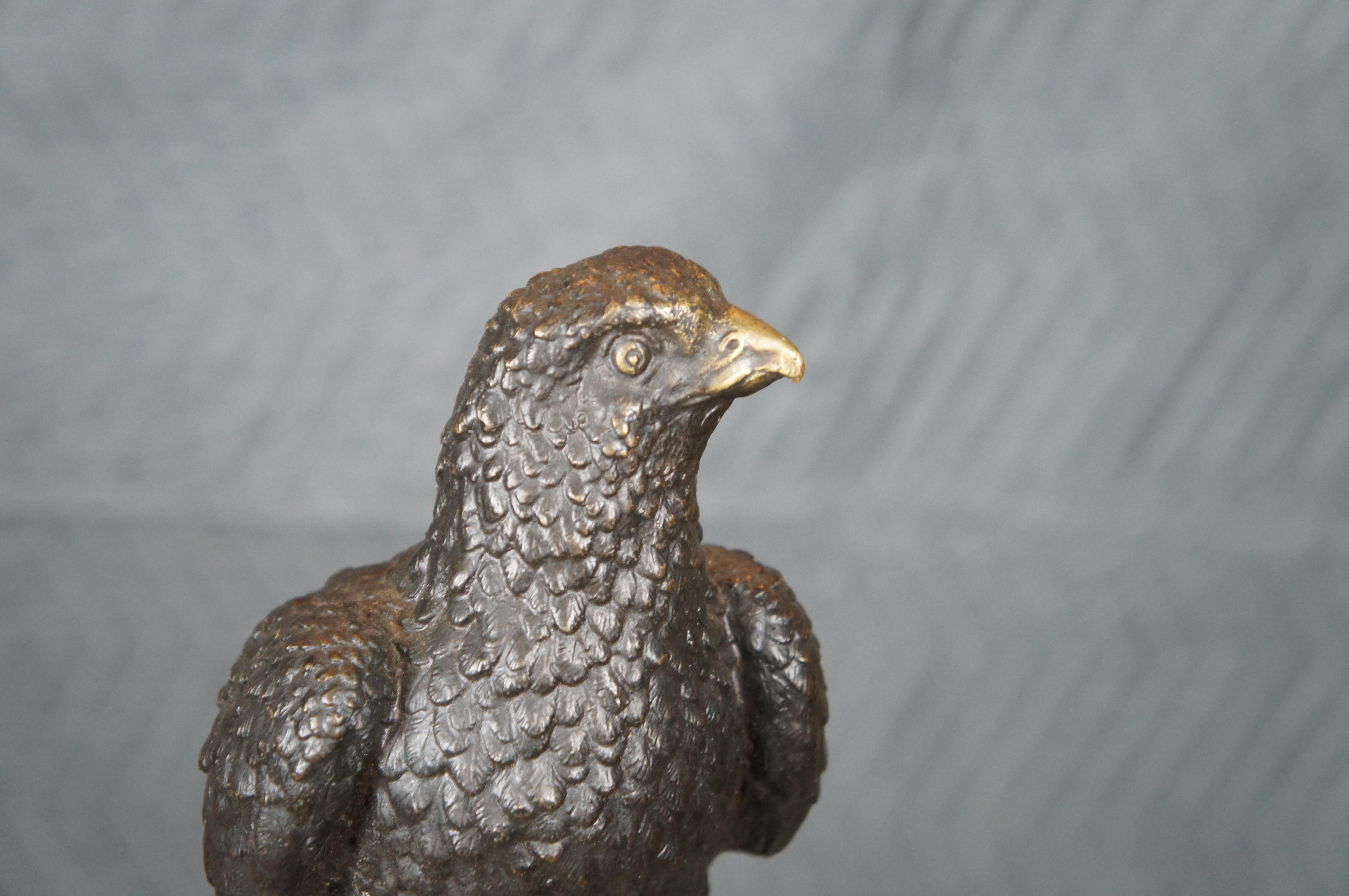 Vintage Bronze Eagle on Altar Stick Sculpture Statue After Archibald Thorburn 17 For Sale 5