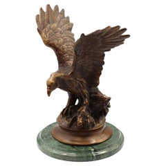 Vintage Bronze Eagle on Rocks, after Jules Moigniez, Late 20th Century