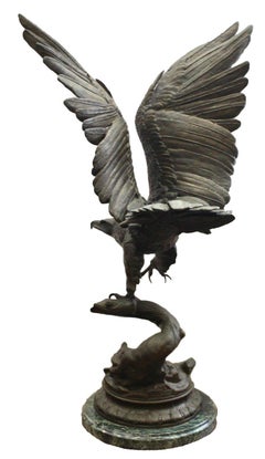 Vintage Bronze Eagle Sculpture, after Jules Moigniez, 20th Century